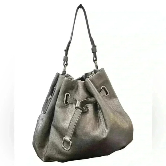 Cole Haan - Metallic Silver Soft Leather Satchel - Picture 1 of 9